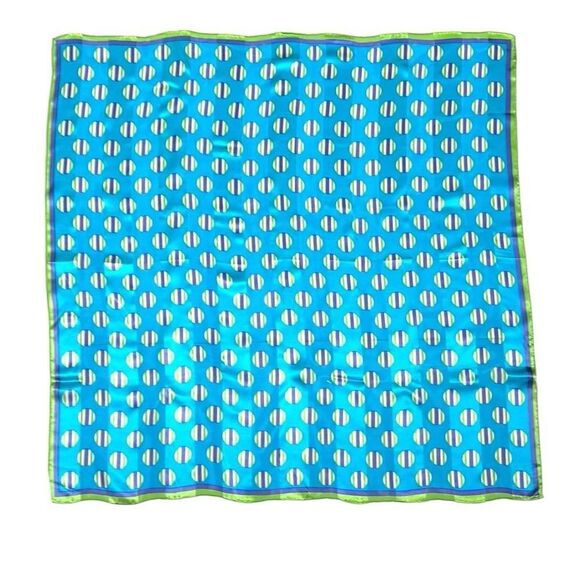Elaine Gold for Collection XIIX Silk Square Scarf Blue Green White Hand Rolled - Picture 3 of 11